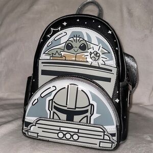 COPY - NWT DISNEY LOUNGEFLY Star Wars the Mandalorian & Grogu Glow in the Dark …